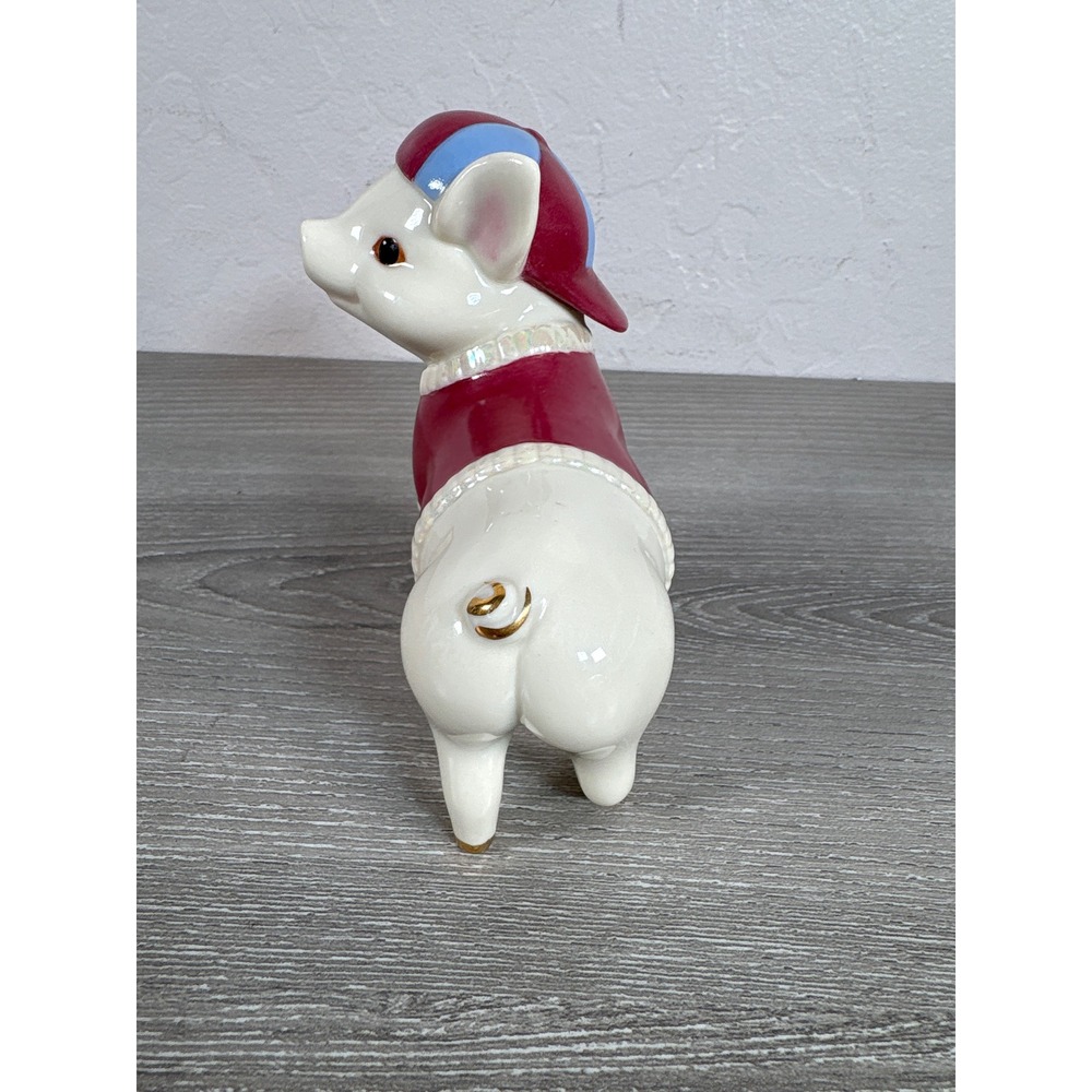 Lenox Grand Slam Sam Porcelain Pig Figurine Baseball Maroon Gold Accents 782658 - Picture 4 of 5
